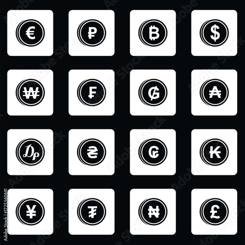 Currency from different countries icons set