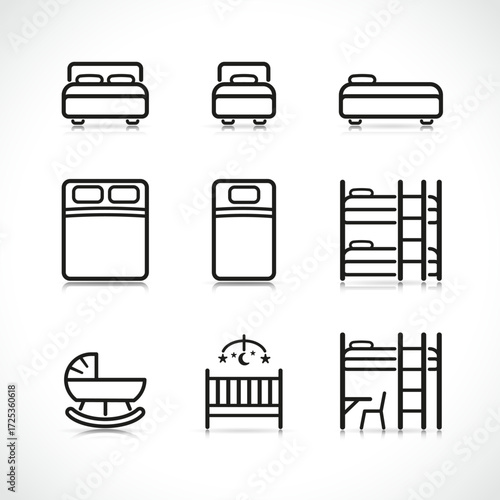 Vector bed icons design set