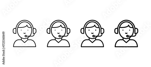 Call Center Multiple Line Icon Element