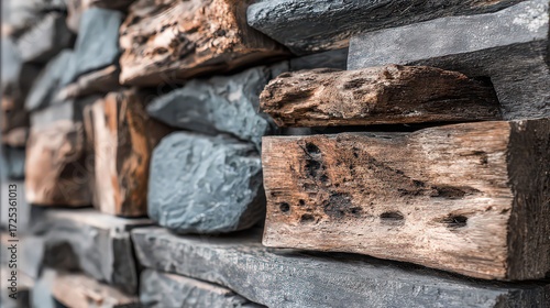Wallpaper Mural Closeup View Of Stacked Stone Wall Torontodigital.ca