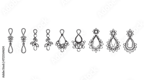 Collection of elegant diamond earrings and gemstone pendants collection fashion jewelry adornments vector