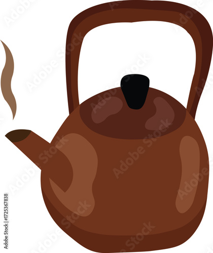 Wallpaper Mural Flat style brown teapot with handle and spout releasing steam, isolated illustration Torontodigital.ca
