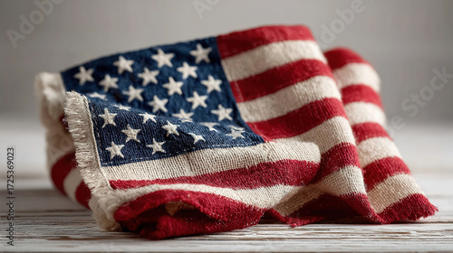 American Flag On White Wood Background Celebrating Happy Memorial Day Tribute And Patriotism