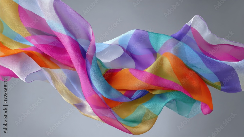 Fototapeta premium Female fashion scarves and shawls collection fluttering in wind, colorful textile accessories