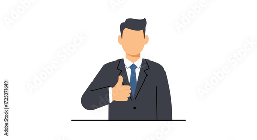 Successful businessman with thumbs up showing approval and confidence, a modern professional expressing positivity for business achievements and growth