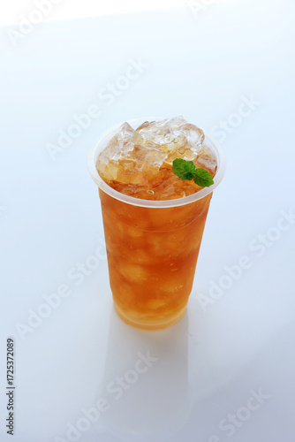 Es Teh Jumbo Ice Tea on Tall Plastic Cup, Es Teh Jumbo Isolated on White