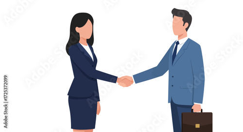 Successful business handshake between confident woman and man, sealing deal with partnership and agreement, symbolizing trust, success, and collaboration