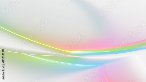 Abstract rainbow light streaks flowing across a dark cosmic background with subtle glow