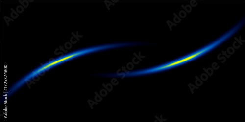 Dark blue abstract design with light waves and motion lines creating a digital pattern and glow