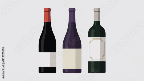 A minimalist illustration of three wine bottles arranged horizontally against a white background (2)_traced