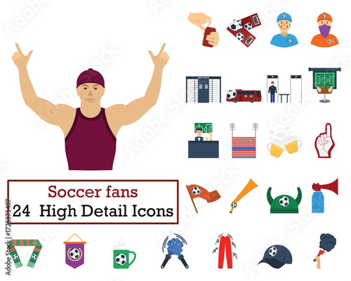 Set of 24 Football Fans Icons