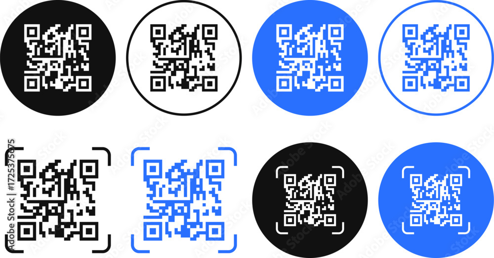 Obraz premium QR code icon set. Scan QR code symbol