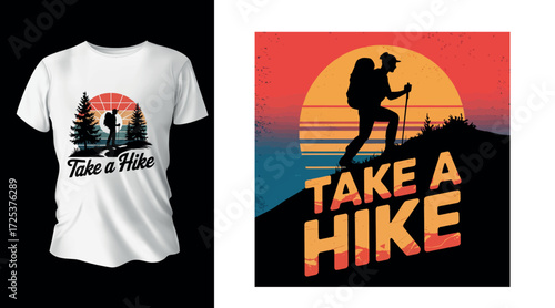 Mountain Adventure Hiking Retro Design, wild, hill, nature Explore travel vector fo T-shirt design.