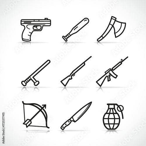Vector weapon icons design set