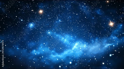 A breathtaking celestial view of a deep blue night sky filled with countless glowing stars and cosmic dust.