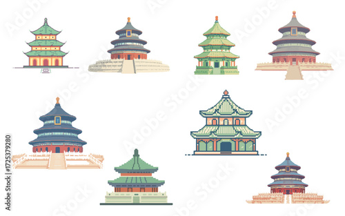 Pixel Art Chinese Temple Collection