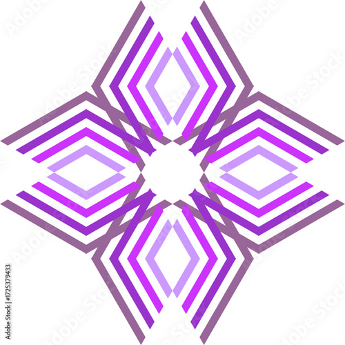 Layered purple and magenta diamonds expand outward in perfect balance, forming a luminous starburst that radiates harmony, depth, and geometric elegance.