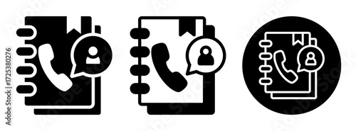 Contact Book Icon Collection Glyph & Mixed Style