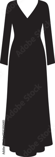  Gown icon in silhouette modern style by advance white background.