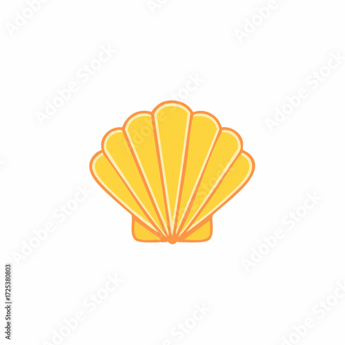 Simple yellow scallop seashell vector graphic illustration for summer beach vacation and ocean theme designs