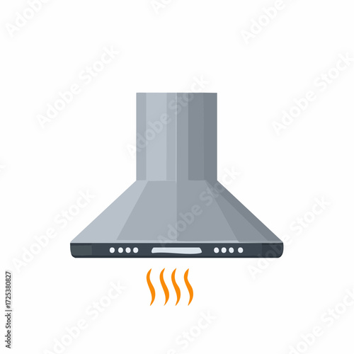 Modern Stainless Steel Kitchen Range Hood with Steam Illustration