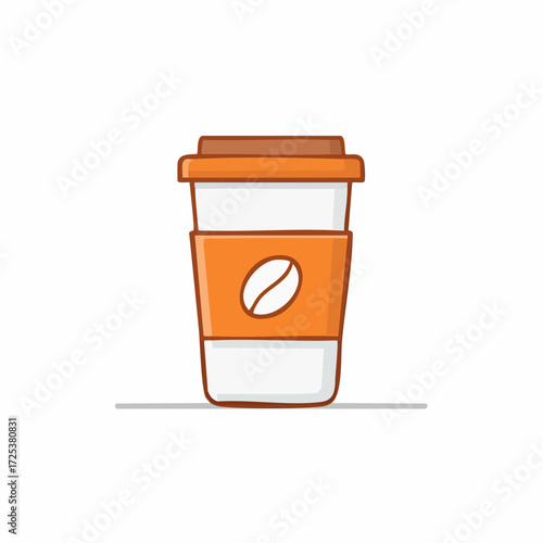 To Go Coffee Cup with Coffee Bean Icon Illustration for Adobe Stock