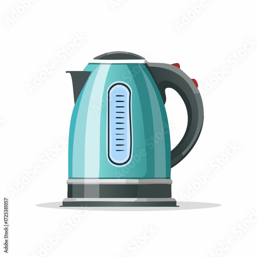 Modern teal electric kettle kitchen appliance vector illustration hot water boiler