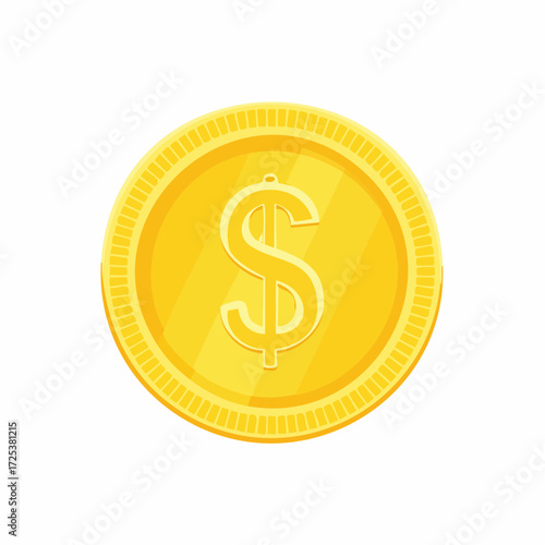 Golden dollar coin vector illustration for money currency finance and wealth concepts