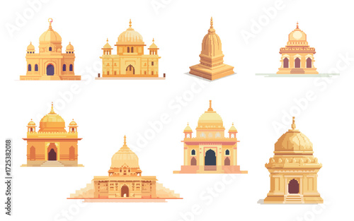 Pixel Art Taj Mahal Temple Collection