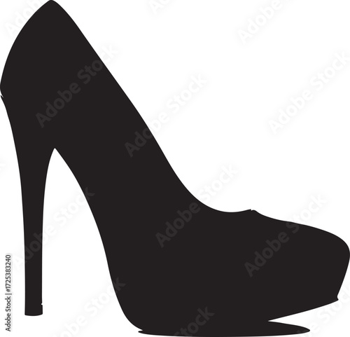 High heels shoes in pure silhouette modern style by advance white background.