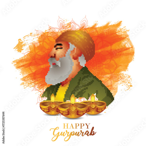 Realistic vector illustration of guru nanak dev ji