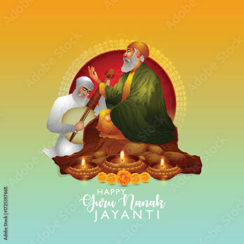 Realistic vector illustration of guru nanak dev ji
