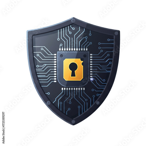Secure your data with cutting-edge technology embodied in a shield, promising safety and reliability for your digital world with sleek modern design