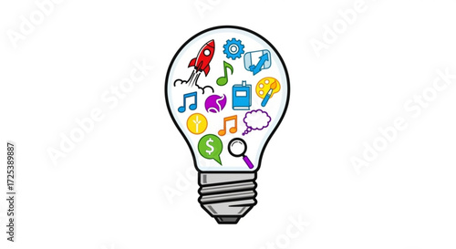 Creative lightbulb ideas concept with business innovation and brainstorming vector illustration design