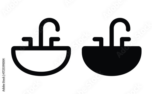 WebSleek bathroom sink icon set for modern interior design projects, featuring minimalist style and clean lines for a fresh and contemporary look in your next creative project