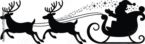 Santa claus sleigh reindeer christmas holiday season silhouette