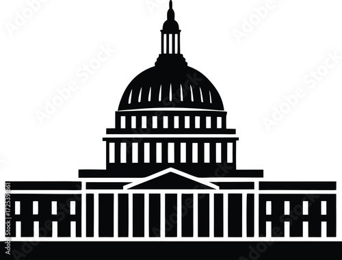 capitol building silhouette, government vector art