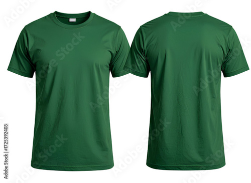  Firefly_dark green t-shirt template, front and back view isolated on transparent background c