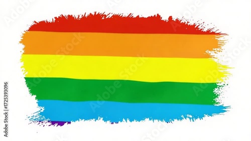 Pride Flag with Brushstrokes, Vibrant Colors.