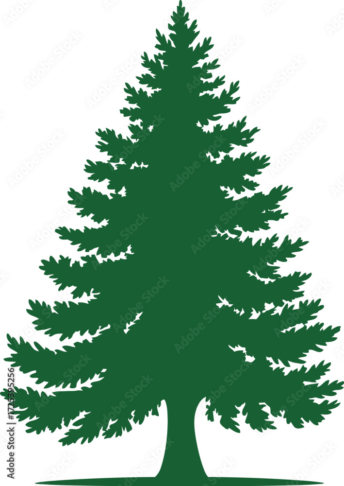 Obraz premium Green evergreen tree illustration for christmas holiday design