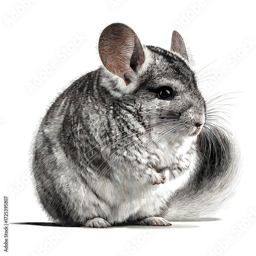 Realistic Chinchilla Illustration Cute Fluffy Pet Art
