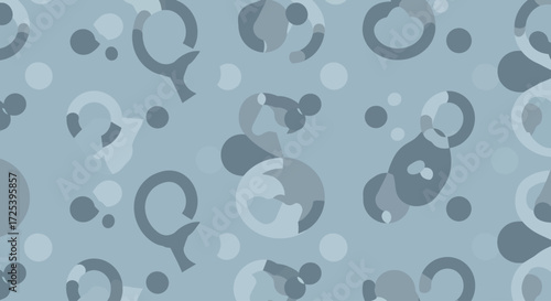 A dynamic composition of interconnected geometric shapes, including polygons and circles, forming a minimalist and abstract seamless background in a clean Flat Design style. 
