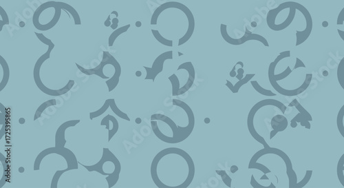 A dynamic composition of interconnected geometric shapes, including polygons and circles, forming a minimalist and abstract seamless background in a clean Flat Design style. 