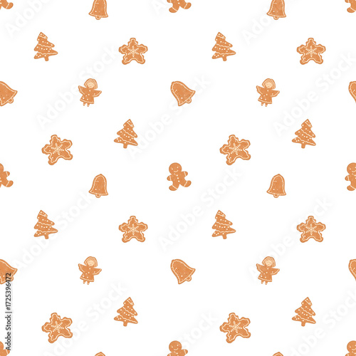 Cookies Seamless Pattern, Biscuit Background, Gingerbread Pattern