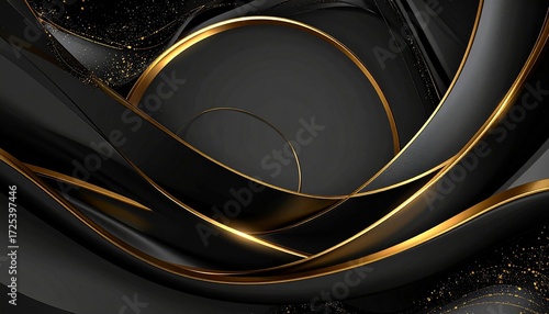 Elegant abstract background featuring swirling black and gold textures, perfect for luxury branding and sophisticated design projects