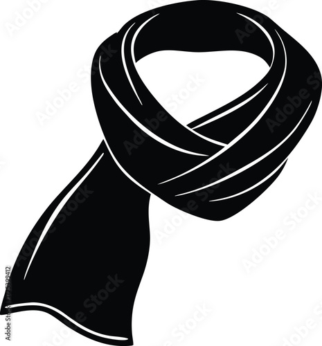 winter scarf vector, apparel silhouette illustration 