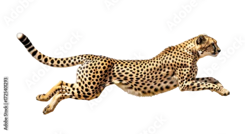 Obraz Isolated cheetah in motion leaping forward, big cat, animal, mammal, running speedster