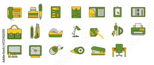Office Supplies Tritone Bordered Vectors