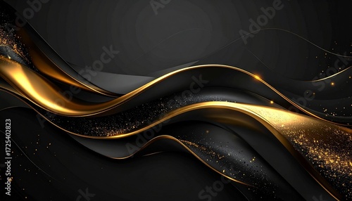Elegant Abstract Black and Gold Wave Background