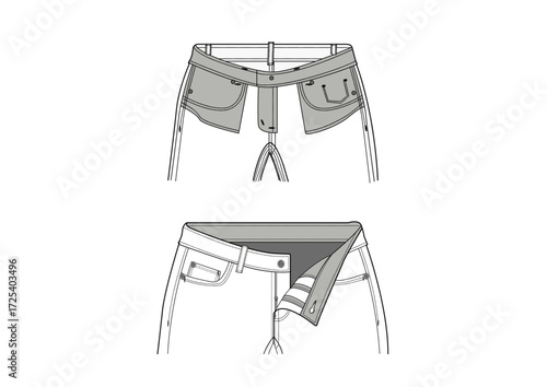 Denim Details Fashion Sketch Template Inside Technical Draw  Fashion Illustration